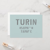 Breitengrad- und Längenkoordinaten von Turin Itali Karte (Vorderseite/Rückseite Beispiel)