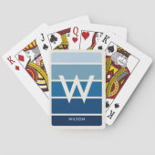 Breitengrau, blau gestrichen Monogramm Persönlich Spielkarten (Rückseite)