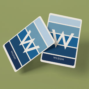 Breitengrau, blau gestrichen Monogramm Persönlich Spielkarten