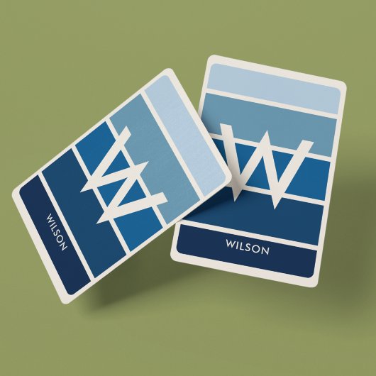 Breitengrau, blau gestrichen Monogramm Persönlich Spielkarten