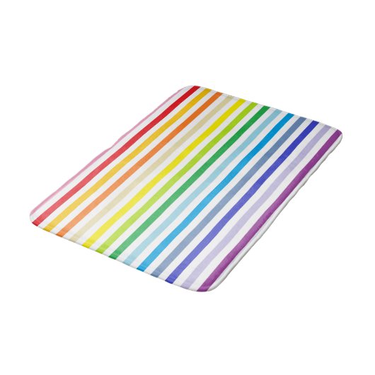 Breiter Frequenzknopf und weiße Streifen Badematte (Schrägansicht)