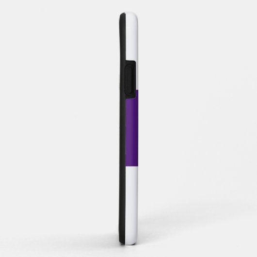 Breiter Lila Streifen auf weißem Text Case-Mate iPhone Hülle (Hinten/Rechts)