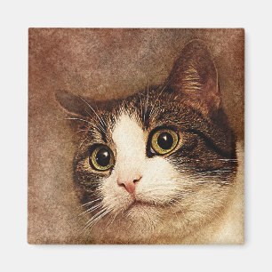 Breiter mit Augen Kitty-Porträt  abstrakter   Magnet