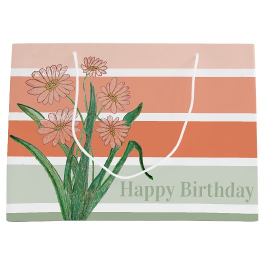 breiter Pastellstreifen Große Geschenktüte (Vorderseite)