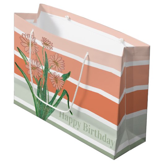 breiter Pastellstreifen Große Geschenktüte (Vorderseite Schrägansicht)