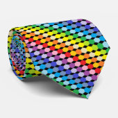 Breiter-Spektrum-Regenbogen-Hexagons Schwarz Krawatte (Gerollt)