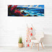 Breiter Strand mit mediterranem Meer und Felsen Banner (Insitu)