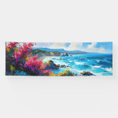Breiter Strand mit mediterranem Meer und Felsen Banner (Horizontal)