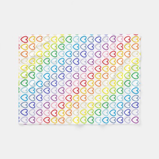 Breiterer Spektrum-Regenbogen umrissene Herzen Fleecedecke (Vorderseite (Horizontal))