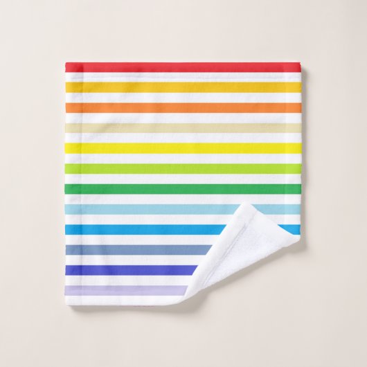 Breiterer Spektrum-Regenbogen und weiße Streifen Badhandtuch Set (Waschlappen)