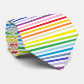 Breiterer Spektrum-Regenbogen und weiße Streifen Krawatte (Gerollt)