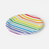 Breiterer Spektrum-Regenbogen und weiße Streifen Pappteller (Schrägansicht)