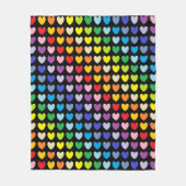 Breiteres Spektrum-Regenbogen-Herz-Schwarzes Fleecedecke (Vorderseite)