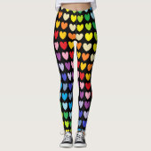 Breiteres Spektrum-Regenbogen-Herz-Schwarzes Leggings (Vorderseite)