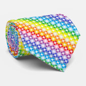 Breiteres Spektrum-Regenbogen-Weiß 4 Punkt-Sterne Krawatte (Gerollt)