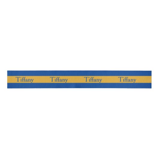 Breites Blau und Gold personalisieren Grosgrain Ri Ripsband (Vorderseite)