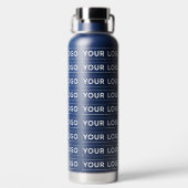 Breites Logo Muster Navy Blau Trinkflasche (Rückseite)