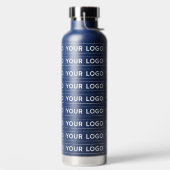 Breites Logo Muster Navy Blau Trinkflasche (links)