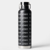 Breites Logo-Muster Schwarz Trinkflasche (Vorderseite)