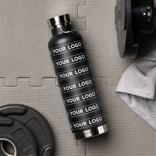 Breites Logo-Wiederholungsmuster Schwarz Trinkflasche (Fitnessstudio)