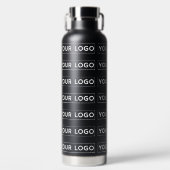 Breites Logo-Wiederholungsmuster Schwarz Trinkflasche (Vorderseite)