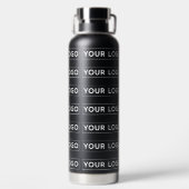 Breites Logo-Wiederholungsmuster Schwarz Trinkflasche (Rückseite)