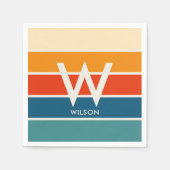 Breites Retro-Monogramm-Party Serviette (Vorderseite)