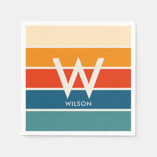 Breites Retro-Monogramm-Party Serviette (Vorderseite)