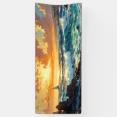 Breites Seascape Mittelmeer Goldener Sonnenunterga Banner (Vertikal)