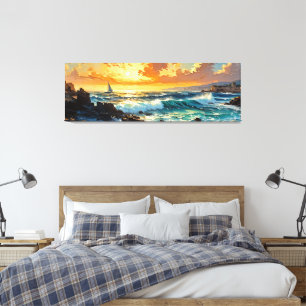 Breites Seascape Mittelmeer Goldener Sonnenunterga Leinwanddruck