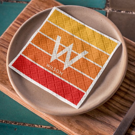 Breites Sonnenaufgang Strickmonogramm Persönliches Serviette