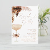 Breitglas Boho Blumenbrunch Bubbly Brautparty Einladung (Stehend Vorderseite)