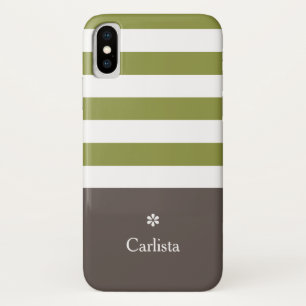 Breitgrüne horizontale Streifen Brauner Name Daisy Case-Mate iPhone Hülle