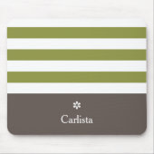 Breitgrüne horizontale Streifen Brauner Name Daisy Mousepad (Vorne)