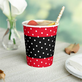 Breitschwarz-leuchtende rote Streifen Polka-Punkte Pappbecher