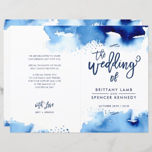 BREITZEREMONIE, handsigniert, blau, wasserfarbig (Vorne/Hinten)