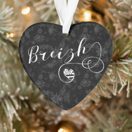 Breizh Flag in Heart, Bretagne, Breton Language Ornament