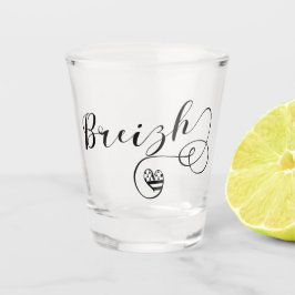 Breizh Flag in Heart, Bretagne, Breton Language Schnapsglas
