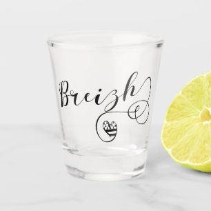 Breizh Flag in Heart, Bretagne, Breton Language Schnapsglas