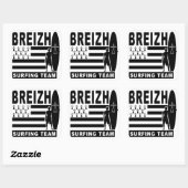 Breizh surfing quadratischer aufkleber (Blatt)