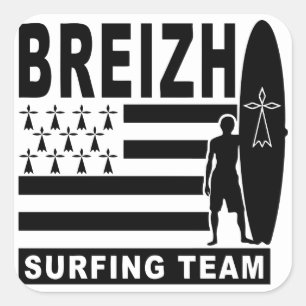 Breizh surfing quadratischer aufkleber