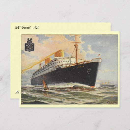 "Bremen" 1929 Postkarte (Vorne/Hinten)
