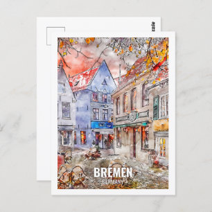Bremen Deutschland Reisen Place Watercolor Postkarte