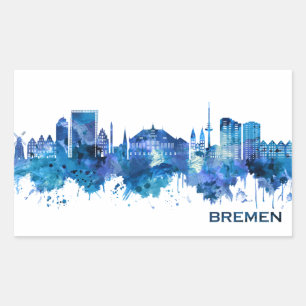Bremen Deutschland Skyline Blue Rechteckiger Aufkleber