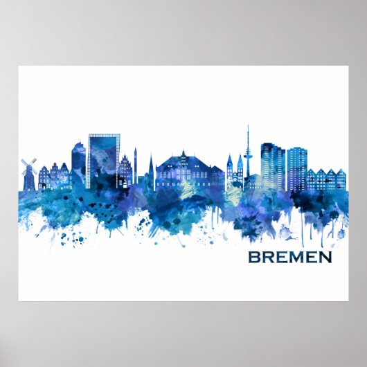 Bremen Germany Skyline Blue Poster (Vorne)
