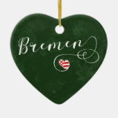 Bremen Herz, Weihnachtsbaumschmuck, Deutschland Keramik Ornament (Vorne)