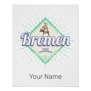 Bremen Stadt Deutschland Retro-Tiermusiker Vintage Poster