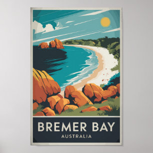 Bremer Bay Australia Illustration Travel Art Retro Poster