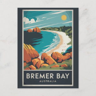 Bremer Bay Australia Illustration Travel Art Retro Postkarte