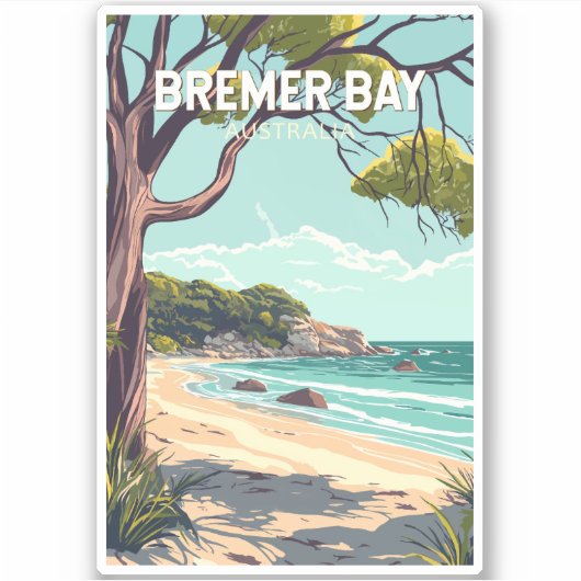 Bremer Bay Australia Reisen Art Vintag Aufkleber (Vorderseite)